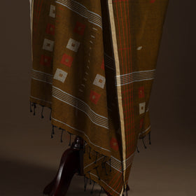 Brown Handloom Cotton Burdwan Jamdani Dupatta