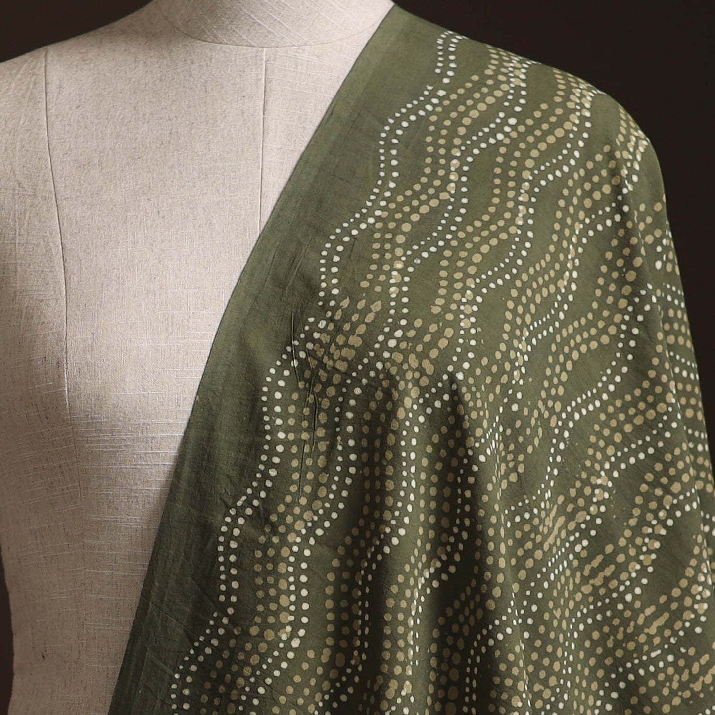 Green - Bagru Dabu Hand Block Print Natural Dyed Cotton Fabric 39