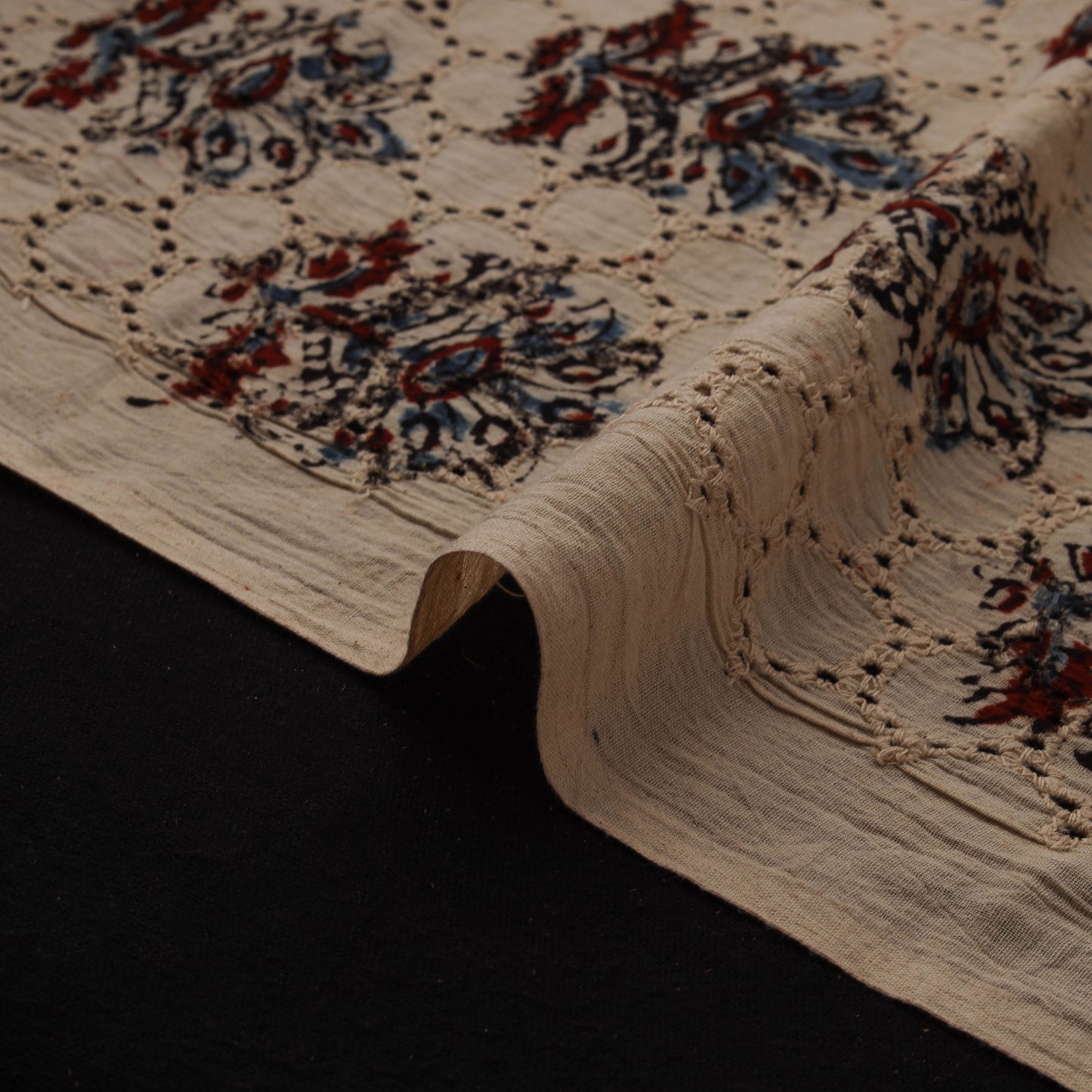 Natural Dyed Ajrakh Hand Block Print Cotton Hakoba Fabric 137