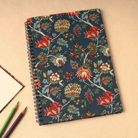 Blue - floral printed handcrafted spiral notebook (10 x 7