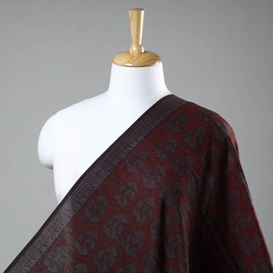 Maroon - Bagh Hand Block Printed Chanderi Silk Handloom Fabric