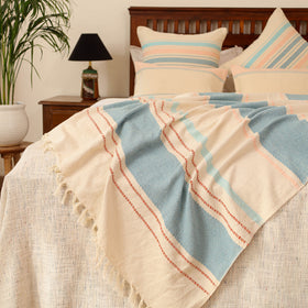 Pure Cotton Handwoven Bed/Sofa Throw with Cushion Cover Set 02