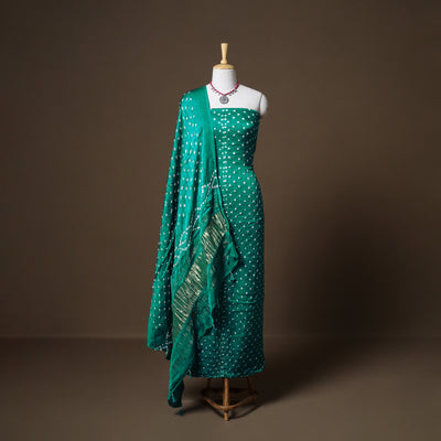 Kutch Bandhani Modal Silk Unstitched Dress Material: Kurta, Bottom & Dupatta 01