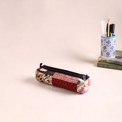 Patchwork quilted pencil pouch