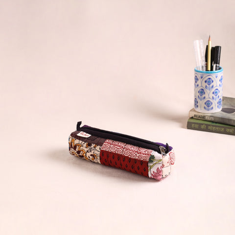 Patchwork quilted pencil pouch