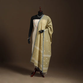 Green Handloom Cotton Burdwan Jamdani Dupatta