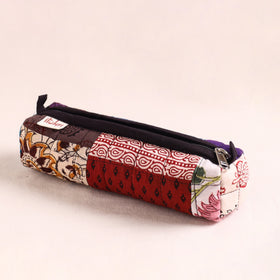 Patchwork quilted pencil pouch