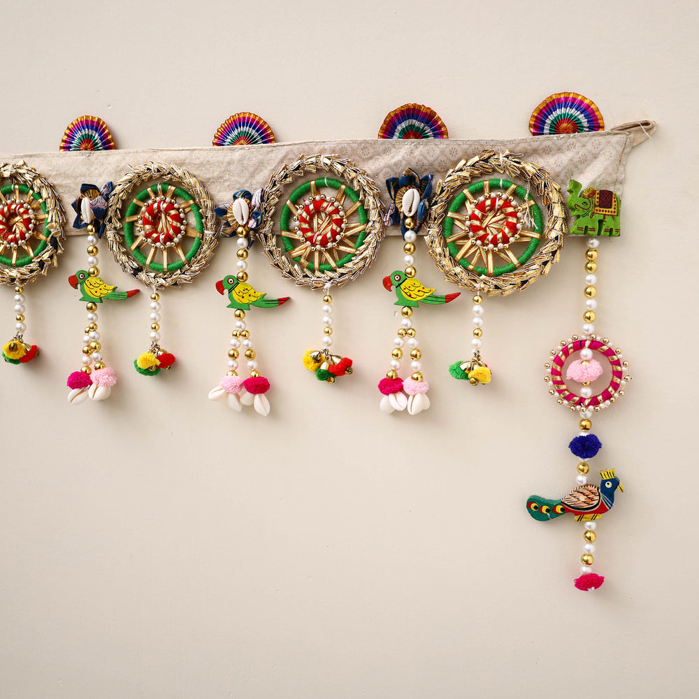 Diwali Decor Handmade Gota & Bead Work Toran 17