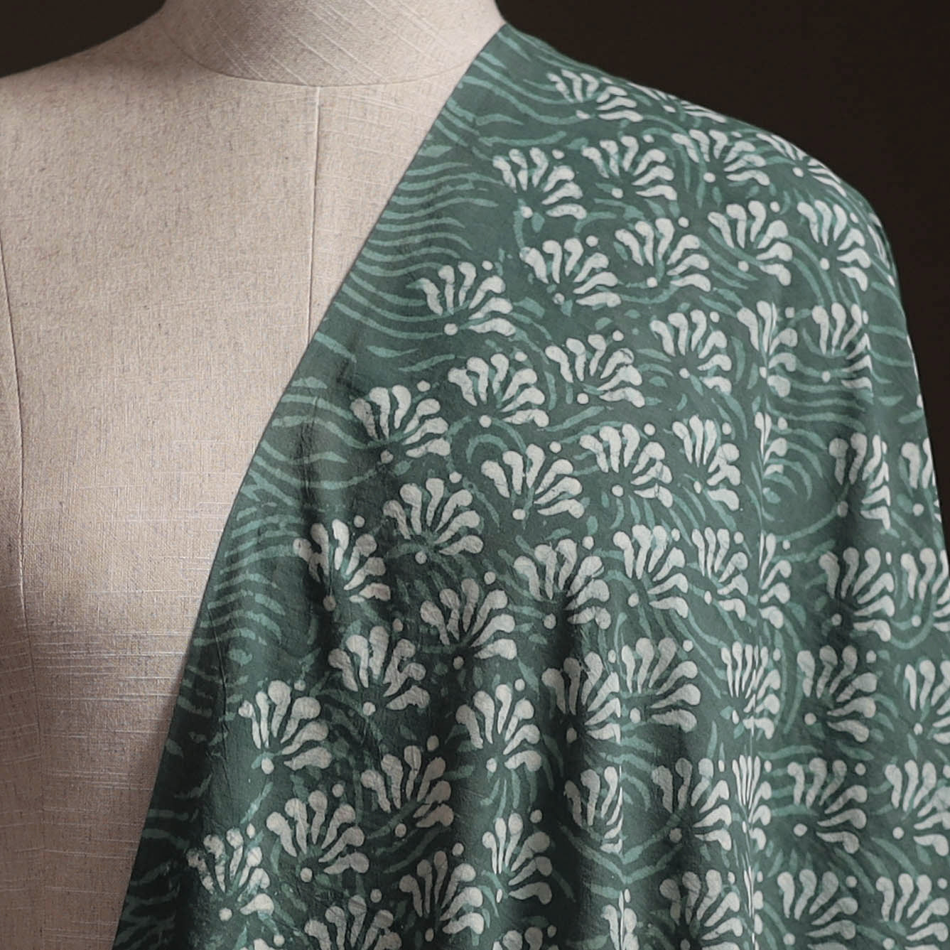 Green - Bagru Dabu Hand Block Print Natural Dyed Cotton Fabric 41
