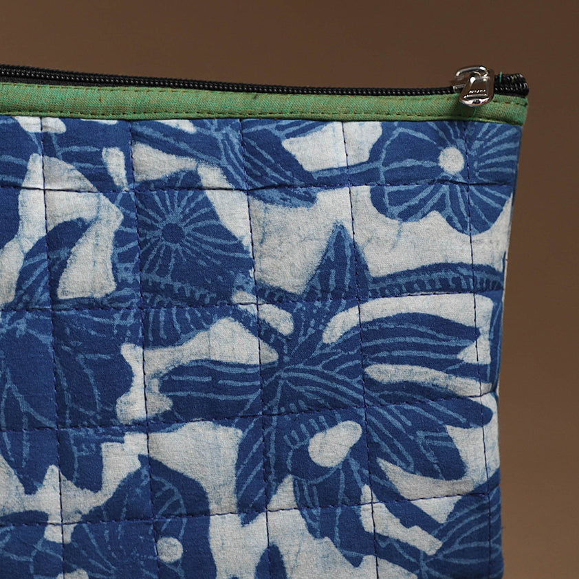 Blue - Handmade Quilted Cotton Utility Pouch 72