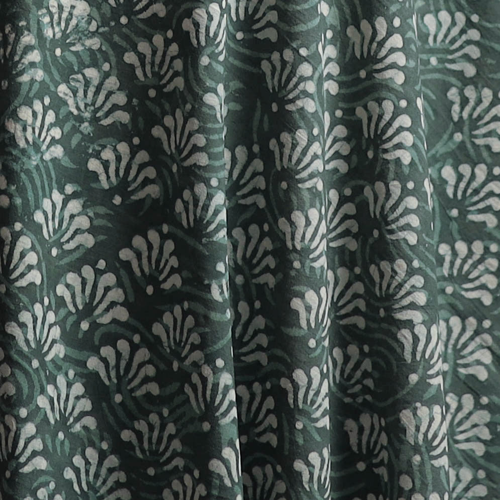 Green - Bagru Dabu Hand Block Print Natural Dyed Cotton Fabric 41