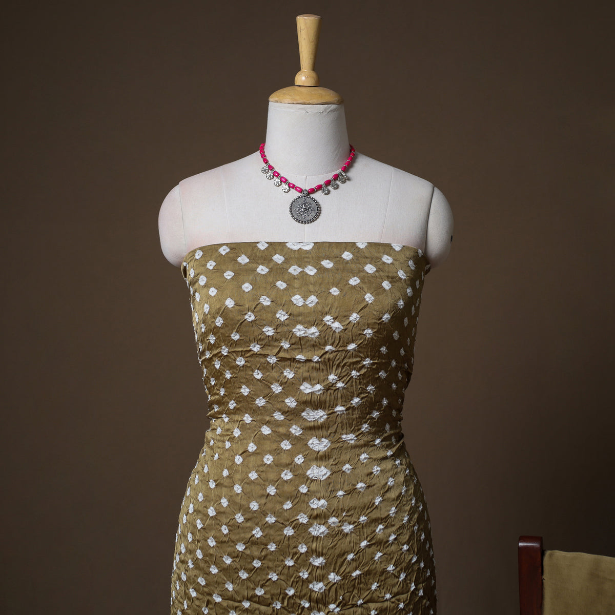 Kutch Bandhani Modal Silk Unstitched Dress Material: Kurta, Bottom & Dupatta 02