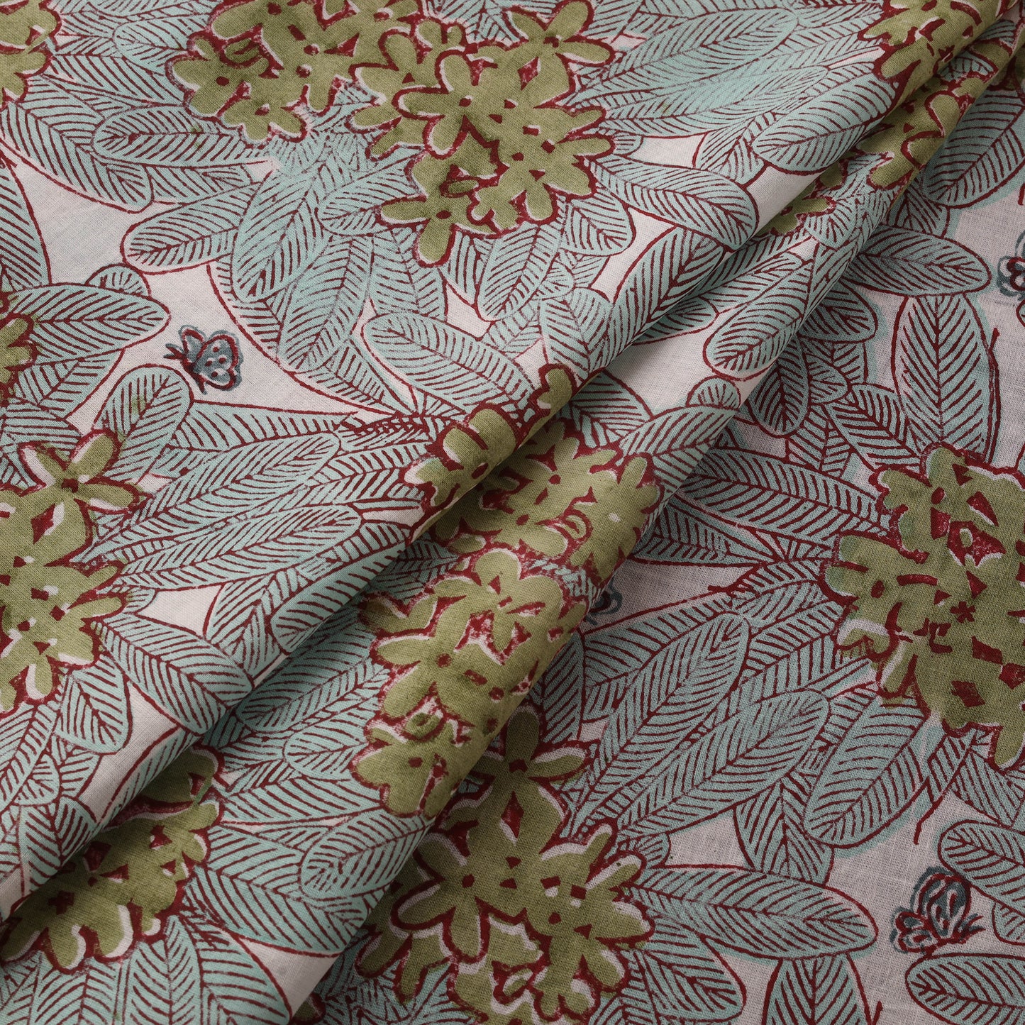 Rasa Lobhi Champa Motif Floral Hand Block Printed Cotton Fabric 01