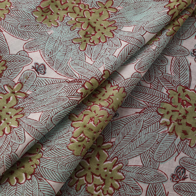 Rasa Lobhi Champa Motif Floral Hand Block Printed Cotton Fabric 01