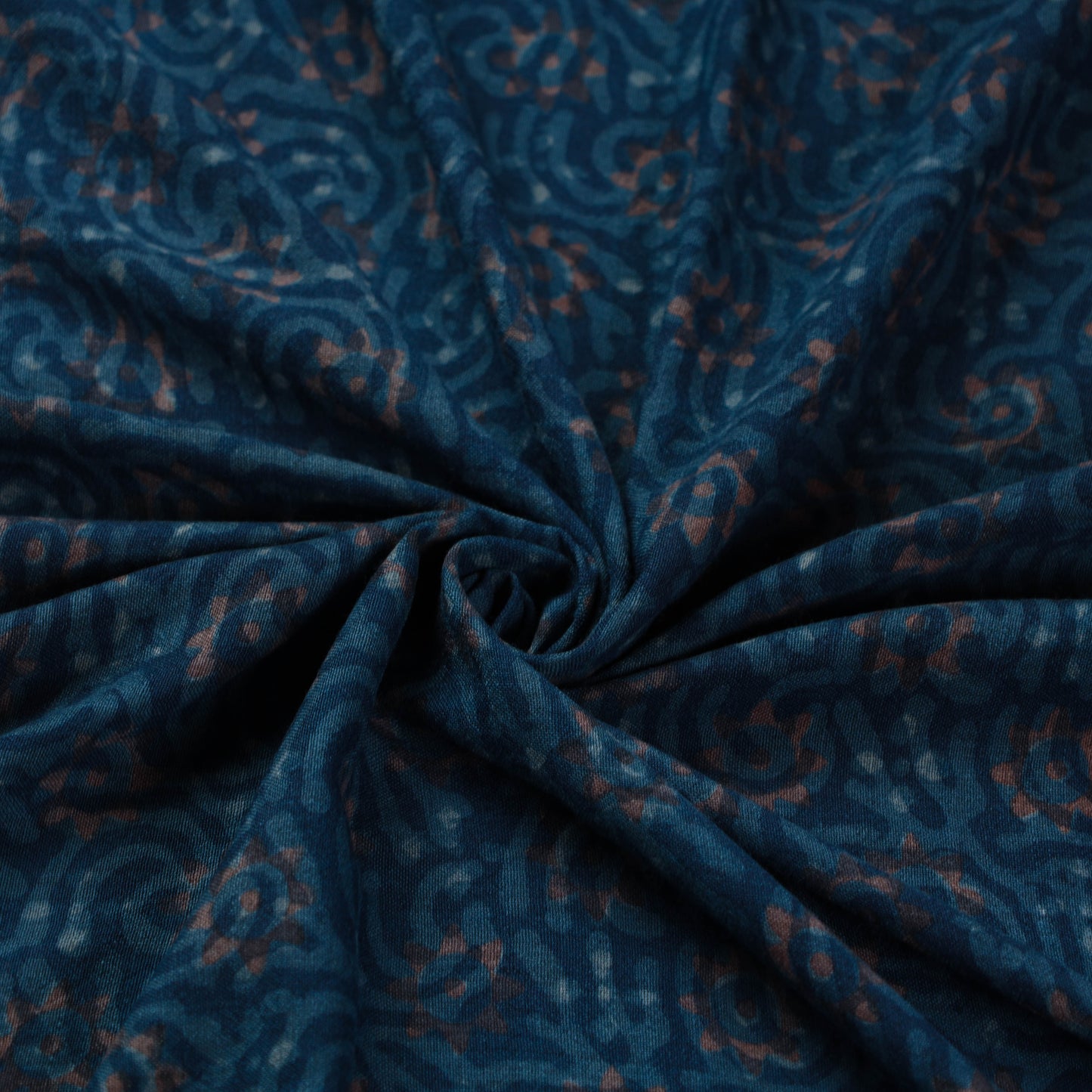 Blue - Pure Wool Handloom Akola Print Fabric 02