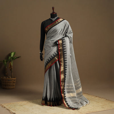 Grey Kandangi Chettinad Cotton Saree with Border