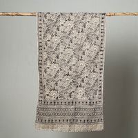 Grey - Natural Dyed Block Print Mul Cotton Kalamkari Stole 09