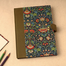 Blue - floral printed handcrafted magnetic closure notebook