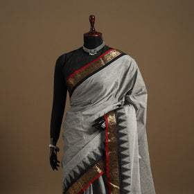 Grey Kandangi Chettinad Cotton Saree with Border