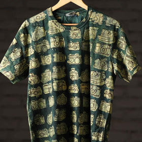  Bindaas Block Art Printed Cotton Unisex Round Neck T-shirt 