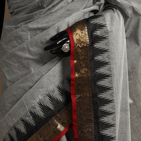 Grey Kandangi Chettinad Cotton Saree with Border