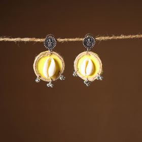 Yellow Anaya Jute Fabart Handmade Earrings 