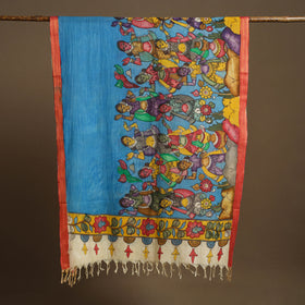 Pen Work Chanderi Silk Handpainted Kalamkari Dupatta