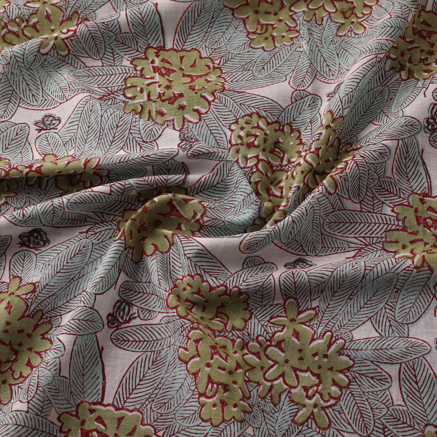 Rasa Lobhi Champa Motif Floral Hand Block Printed Cotton Fabric 01