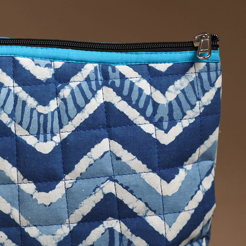 Blue - Handmade Quilted Cotton Utility Pouch 74