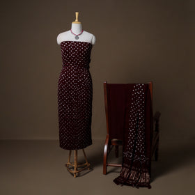 Kutch Bandhani Modal Silk Unstitched Dress Material: Kurta, Bottom & Dupatta 03