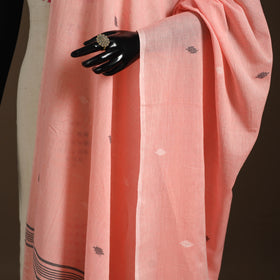 Pink Handloom Cotton Burdwan Jamdani Dupatta