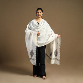Buy Handloom Chanderi Silk Kashida Embroidery Dupatta