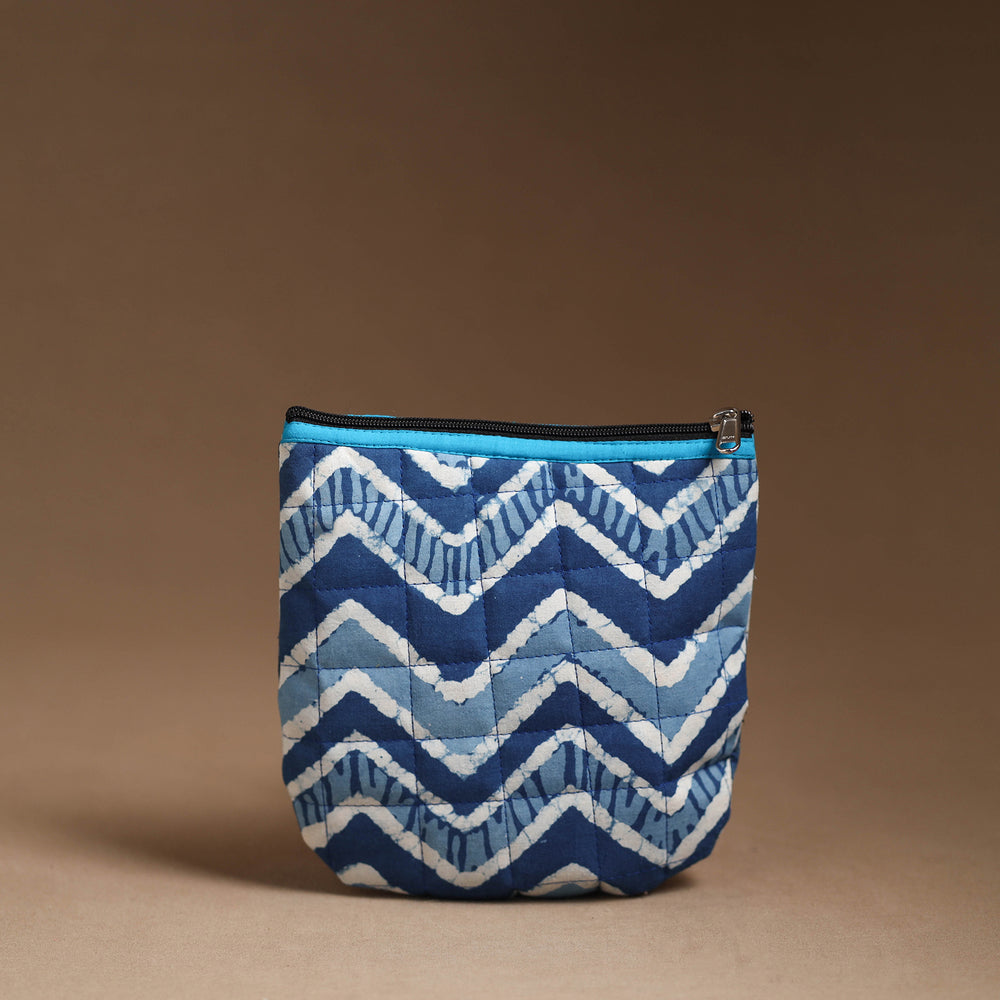 Blue - Handmade Quilted Cotton Utility Pouch 74