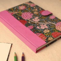 Black - Floral Printed Handcrafted Magnetic Closure Notebook (8 x 6 in) 12