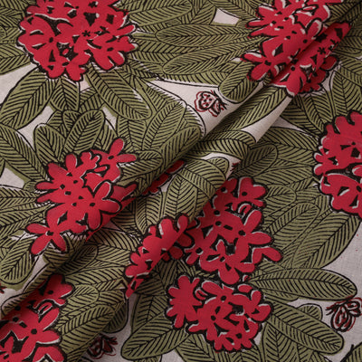 Rasa Lobhi Champa Motif Floral Hand Block Printed Cotton Fabric 02