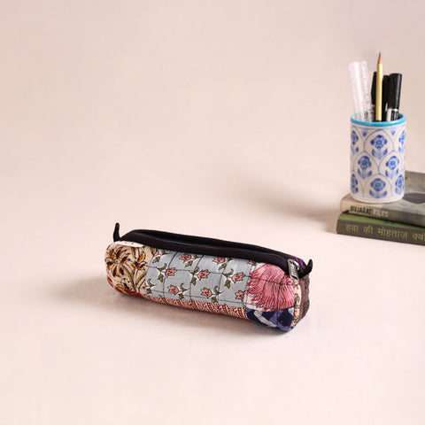 Patchwork quilted pencil pouch