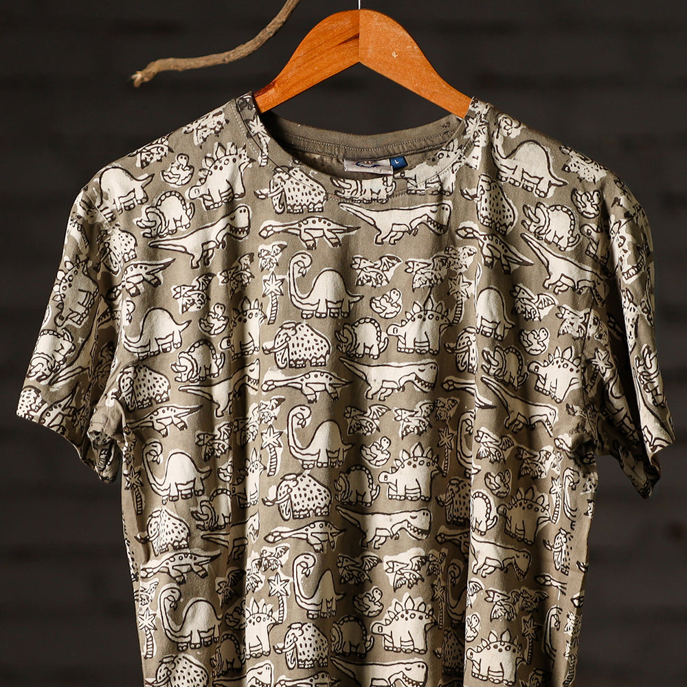 Bindaas Hand Block Printed Cotton Unisex Round Neck T-shirt