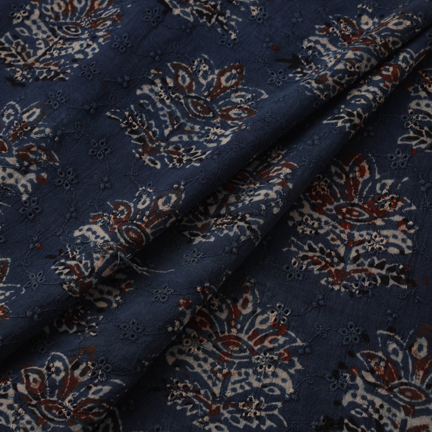 Natural Dyed Ajrakh Hand Block Print Cotton Hakoba Fabric 141