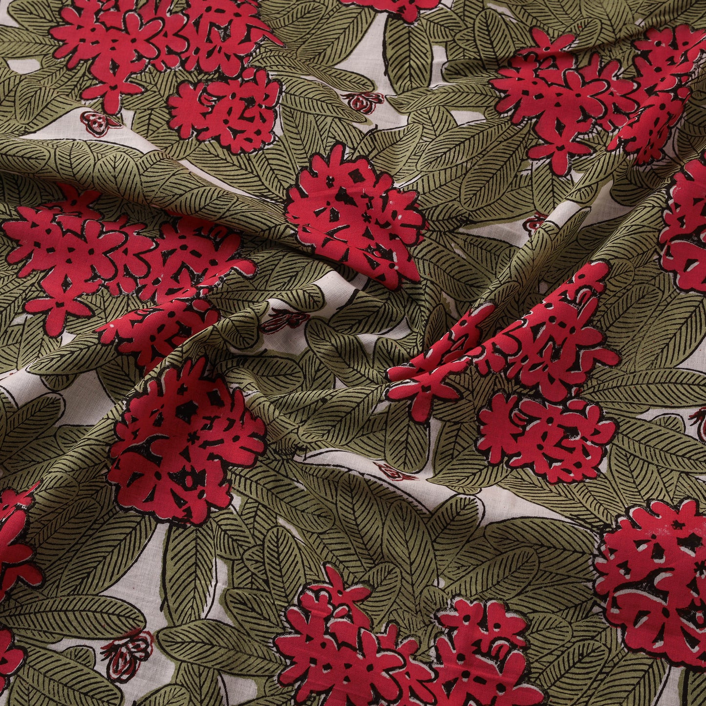 Rasa Lobhi Champa Motif Floral Hand Block Printed Cotton Fabric 02