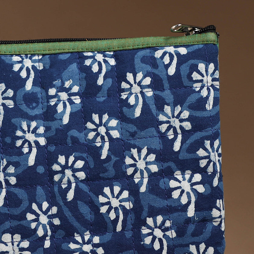 Blue - Handmade Quilted Cotton Utility Pouch 75