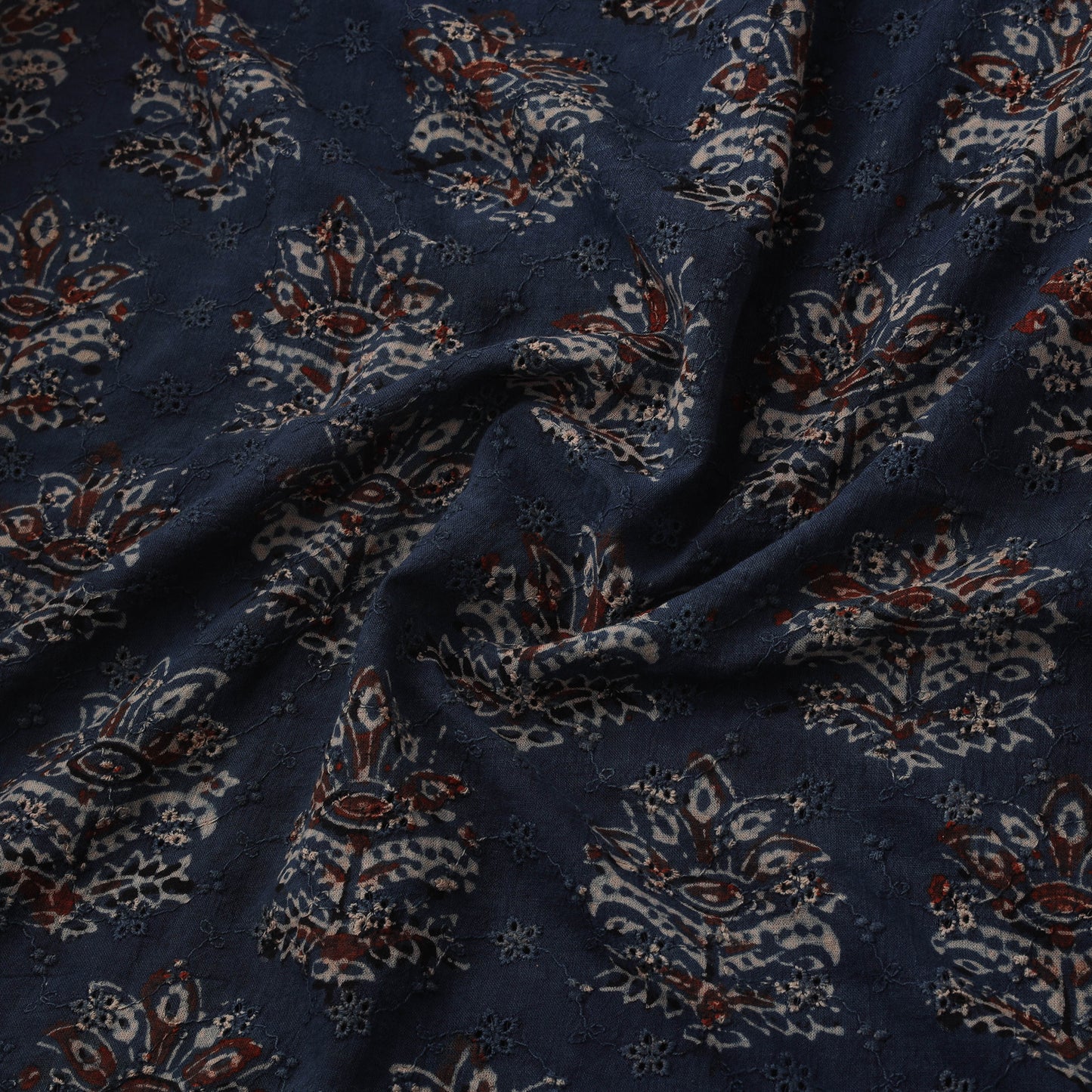 Natural Dyed Ajrakh Hand Block Print Cotton Hakoba Fabric 141
