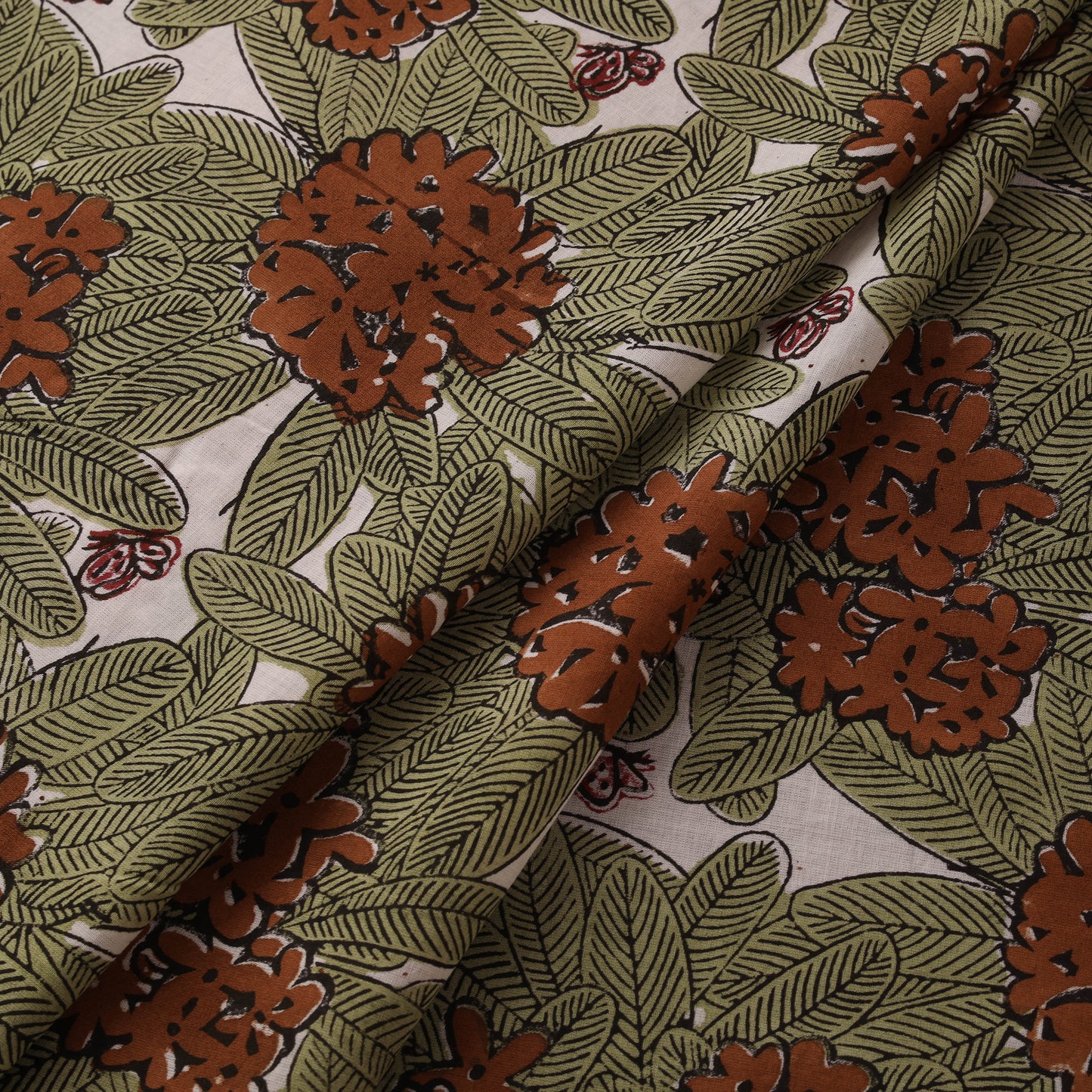 Rasa Lobhi Champa Motif Floral Hand Block Printed Cotton Fabric 03
