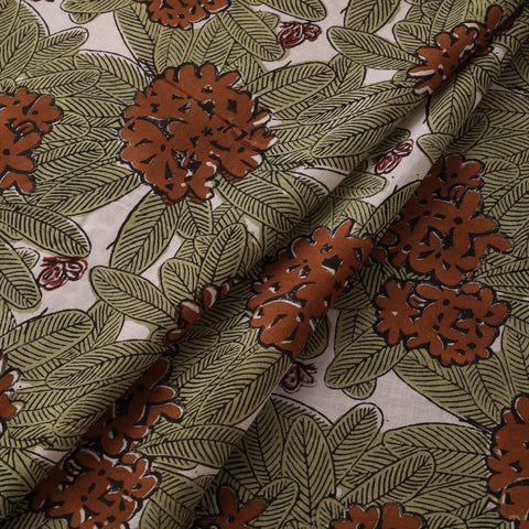 Rasa Lobhi Champa Motif Floral Hand Block Printed Cotton Fabric 03