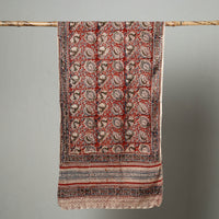 Red - Natural Dyed Block Print Mul Cotton Kalamkari Stole 04