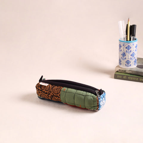 Patchwork quilted pencil pouch