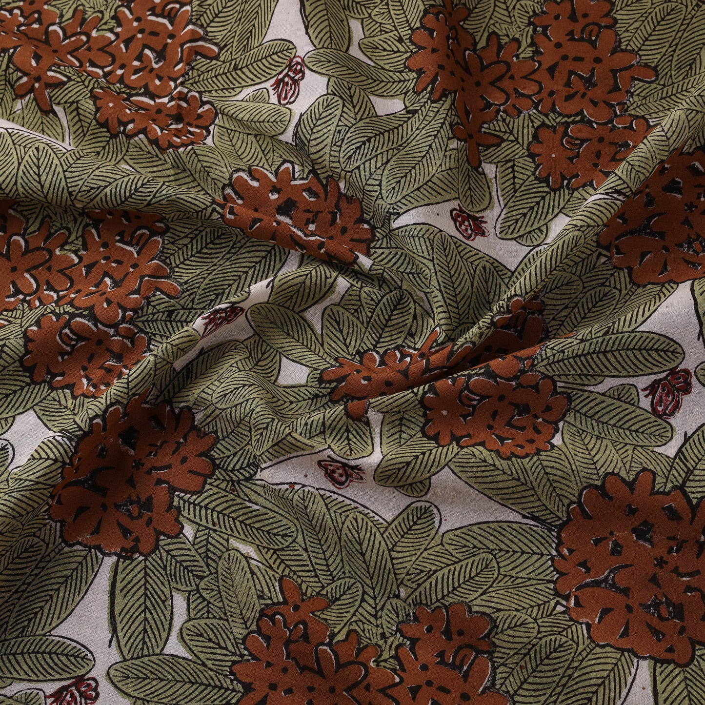 Rasa Lobhi Champa Motif Floral Hand Block Printed Cotton Fabric 03