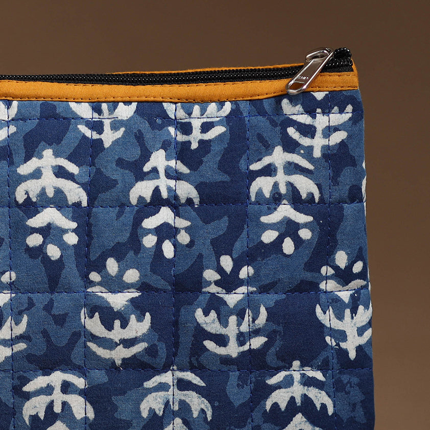 Blue - Handmade Quilted Cotton Utility Pouch 76