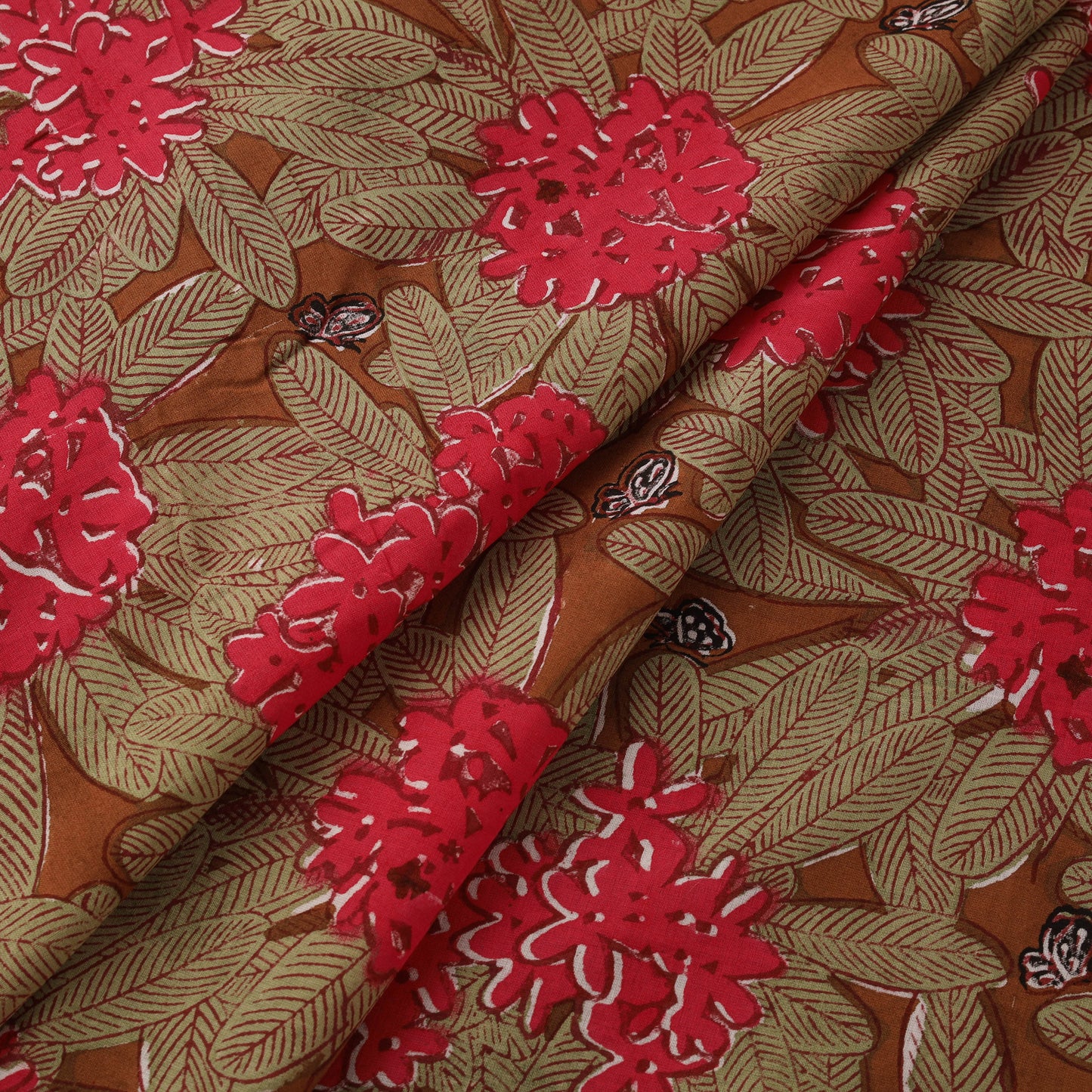 Rasa Lobhi Champa Motif Floral Hand Block Printed Cotton Fabric 04