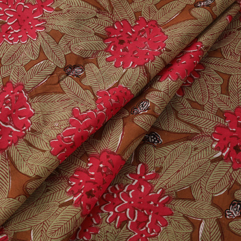 Rasa Lobhi Champa Motif Floral Hand Block Printed Cotton Fabric 04