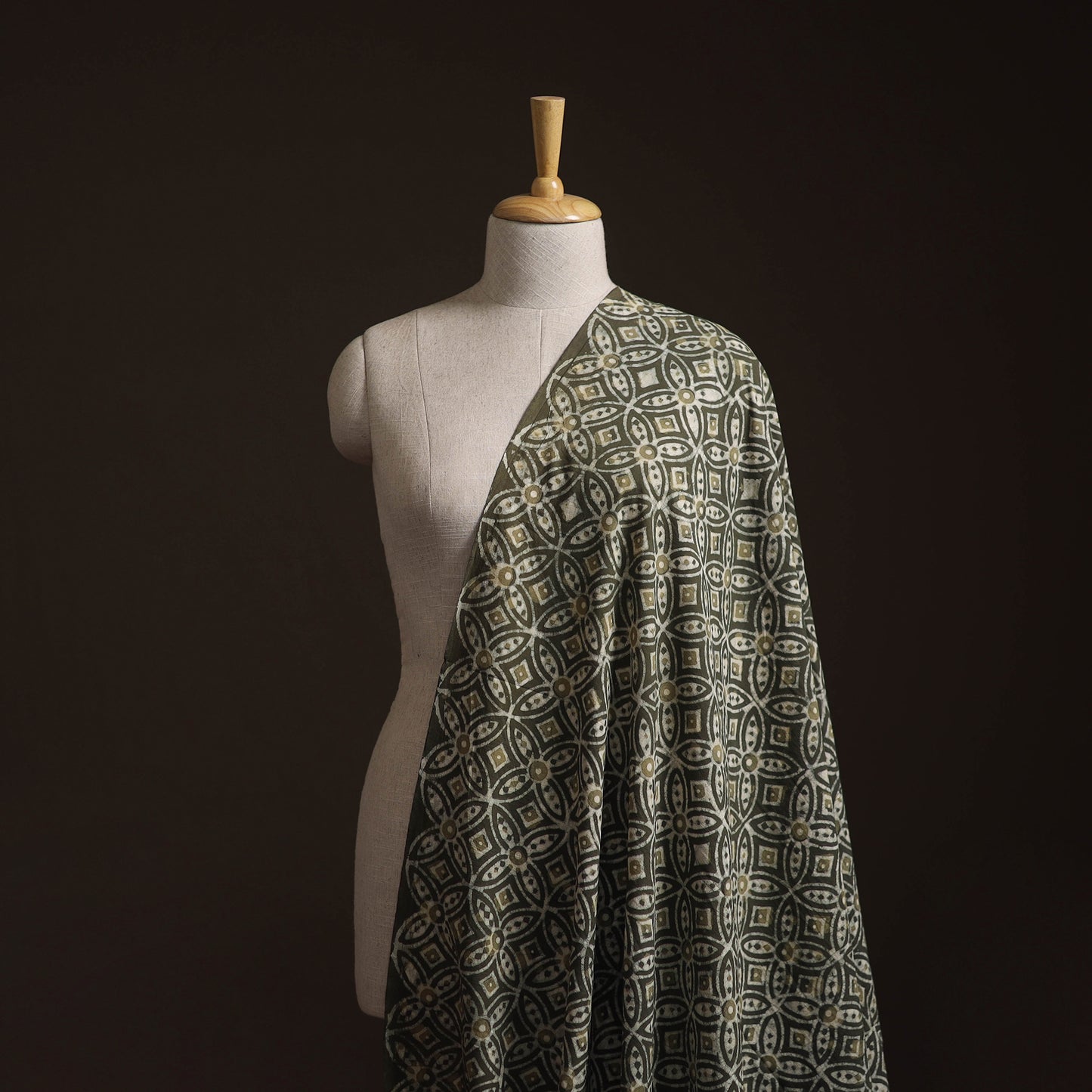 Green - Bagru Dabu Hand Block Print Natural Dyed Cotton Fabric 44
